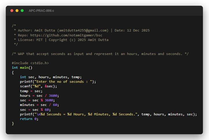 WAP that accept seconds as input and represent it an hours, minutes and seconds.